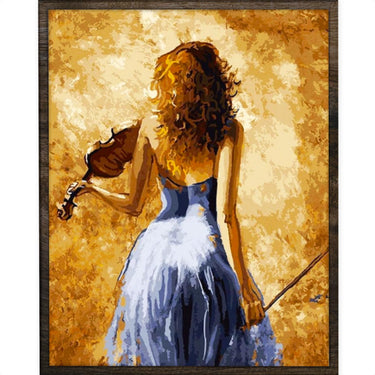 Vrouw met Viool - Diamond Painting - 50x40cm - Vierkant